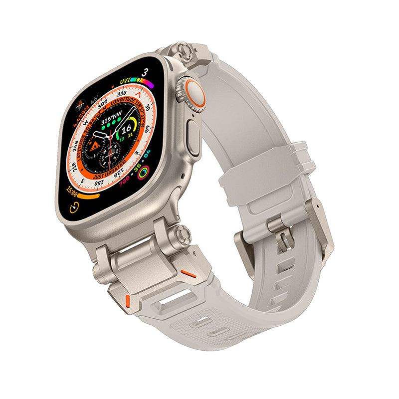 Ultimate Luxury TPU Band with Titanium Connector for Apple Watch chubbycable Silver Gray 44 45 46 49 42mm Series1 2 3