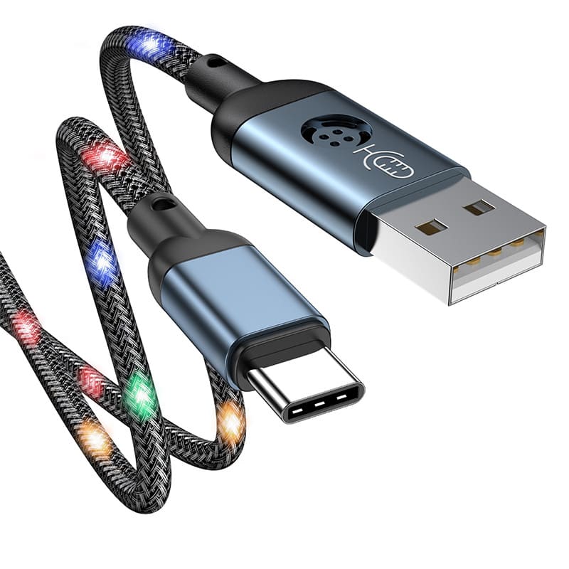 Voice-Controlled Flashing Light Cable - Syncs with Music & 480Mbps Transfer