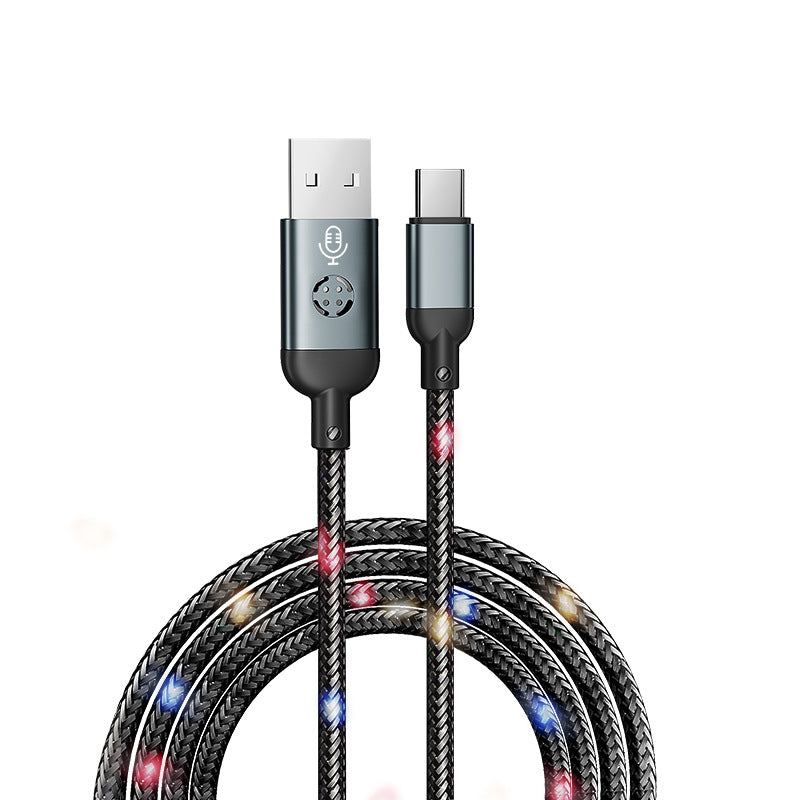 Voice-Controlled Flashing Light Cable - Syncs with Music & 480Mbps Transfer