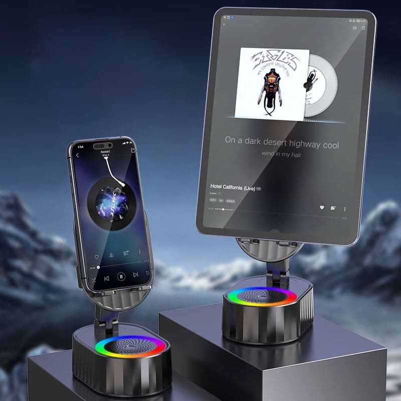 Wireless Induction Bluetooth Speaker – 5-in-1 Stand with LED Light & Emergency Charging