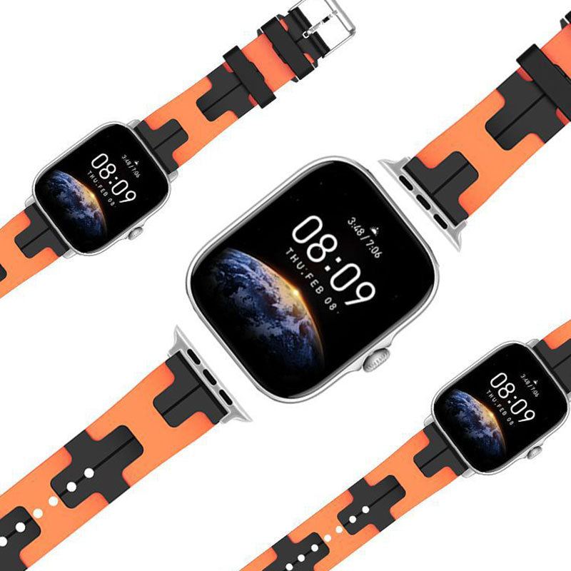 "Woven Two-tone Band " Silicone Breathable Band For Apple Watch