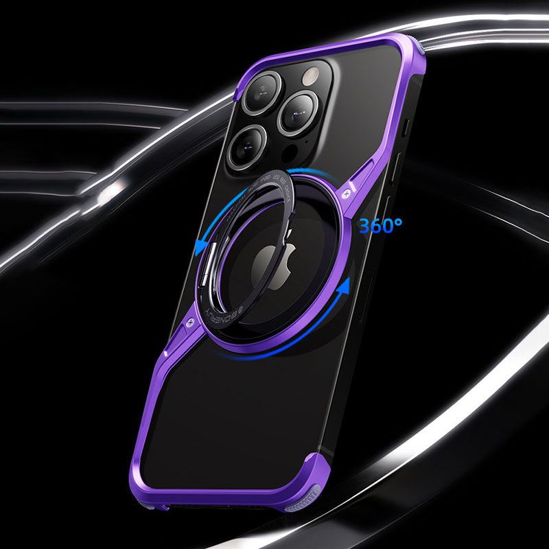 Rotating Stand Magnetic Skeleton Metal Case For iPhone 16 | ChubbyCable ...