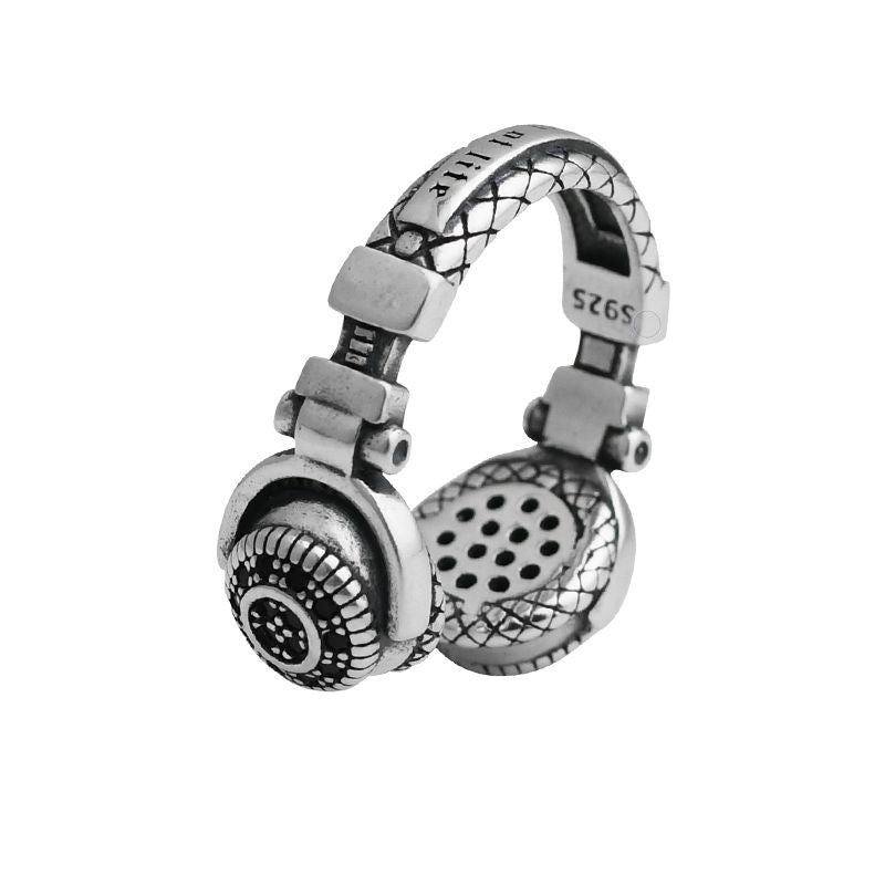 "Cyber Chic" Men's and Women's Street Headphones Sterling Silver Ring