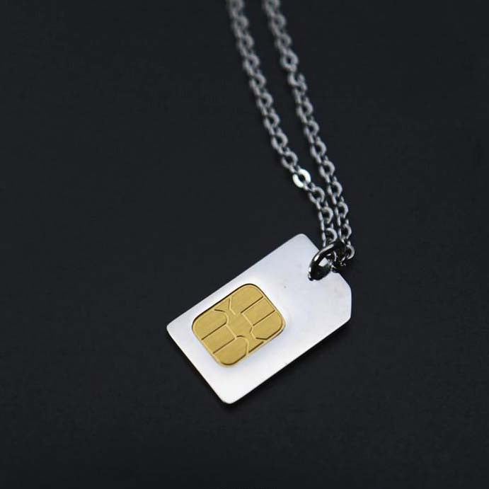 "Cyber Chic" SIM Card Titanium Steel Necklace