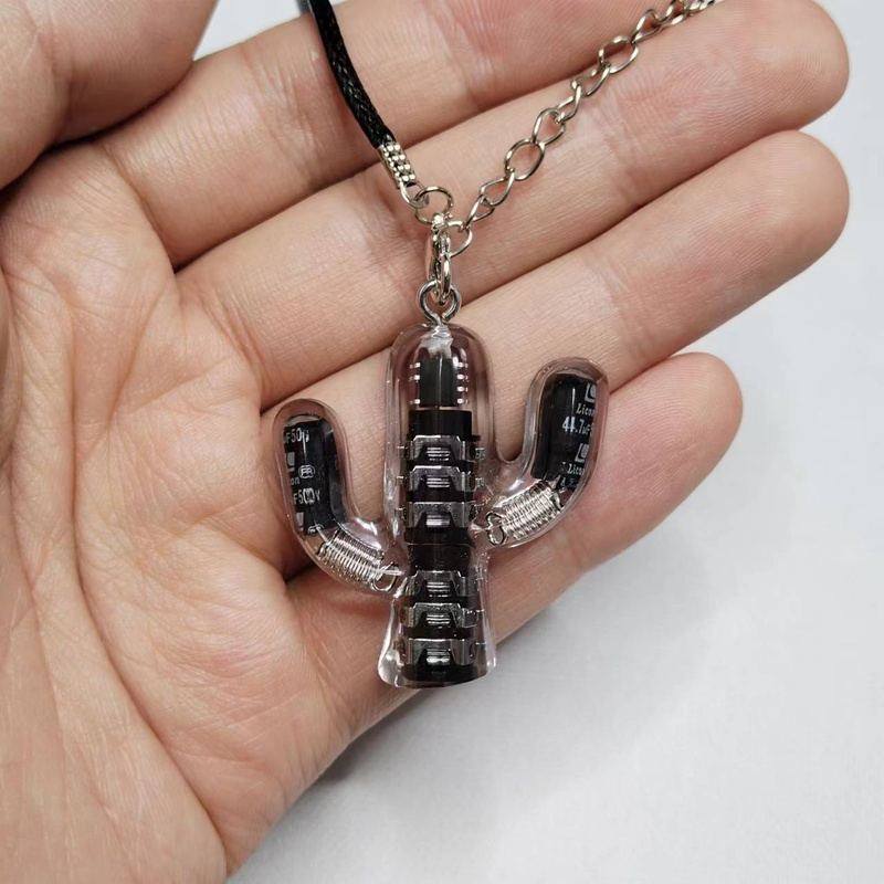 "Cyber Chic" Transparent Cactus Necklace