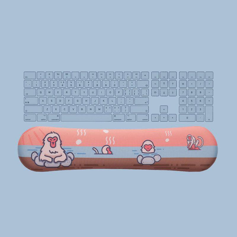 "Chubby Comfort" Silicone Keyboard Wrist Rest & Mouse Pad Set - Monkey Theme